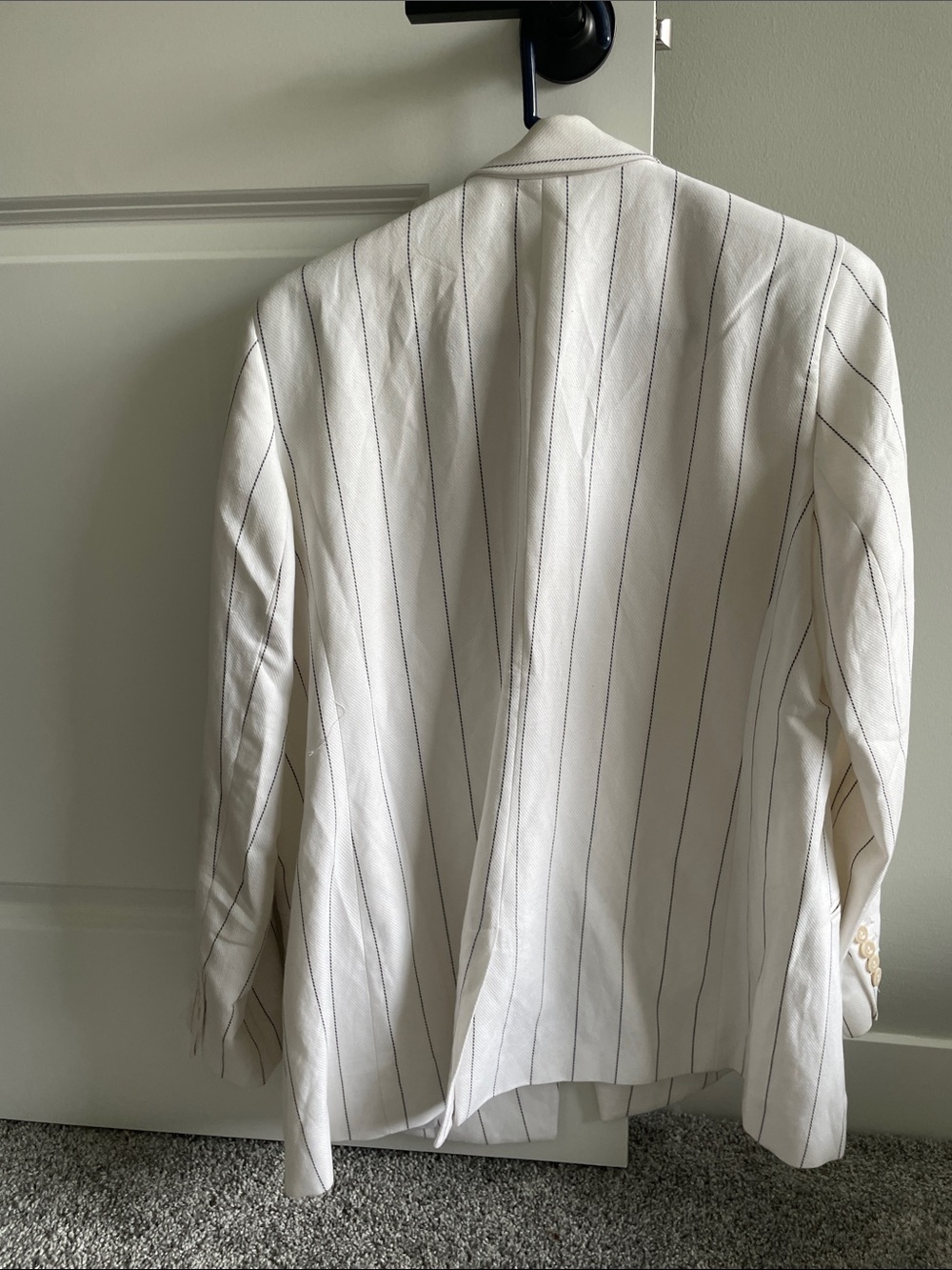 Express White Blazer with Thin Navy Stripes - Picture 3 of 3